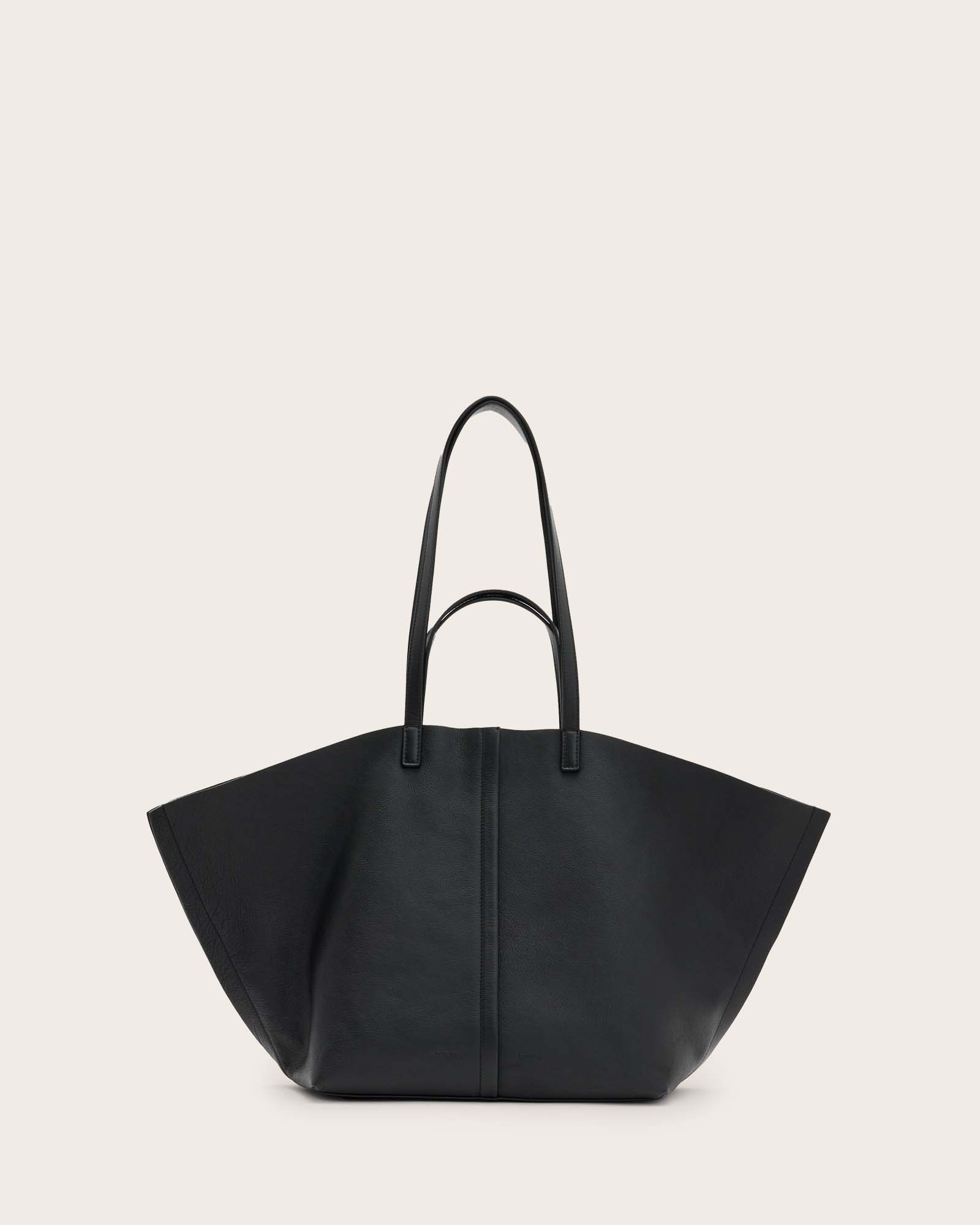 All Saints Phoenix Spacious Leather Tote Bag Black