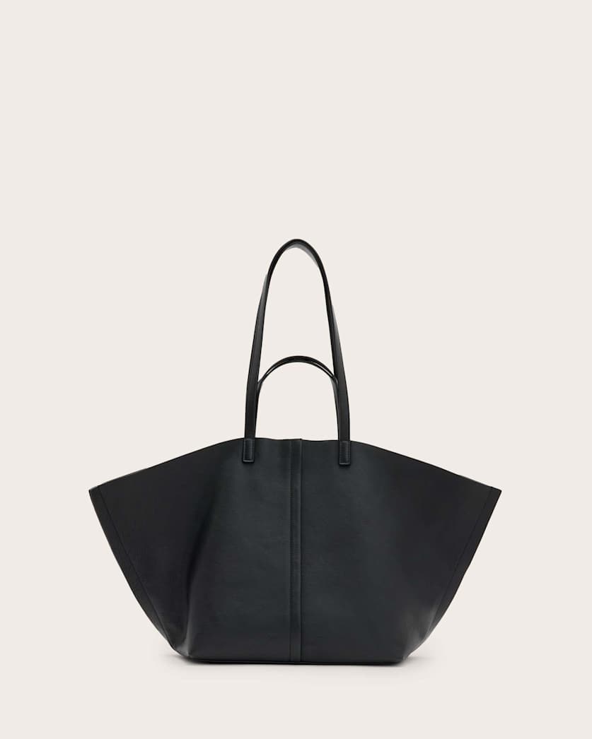 all saints Phoenix Spacious Leather Tote Bag Black