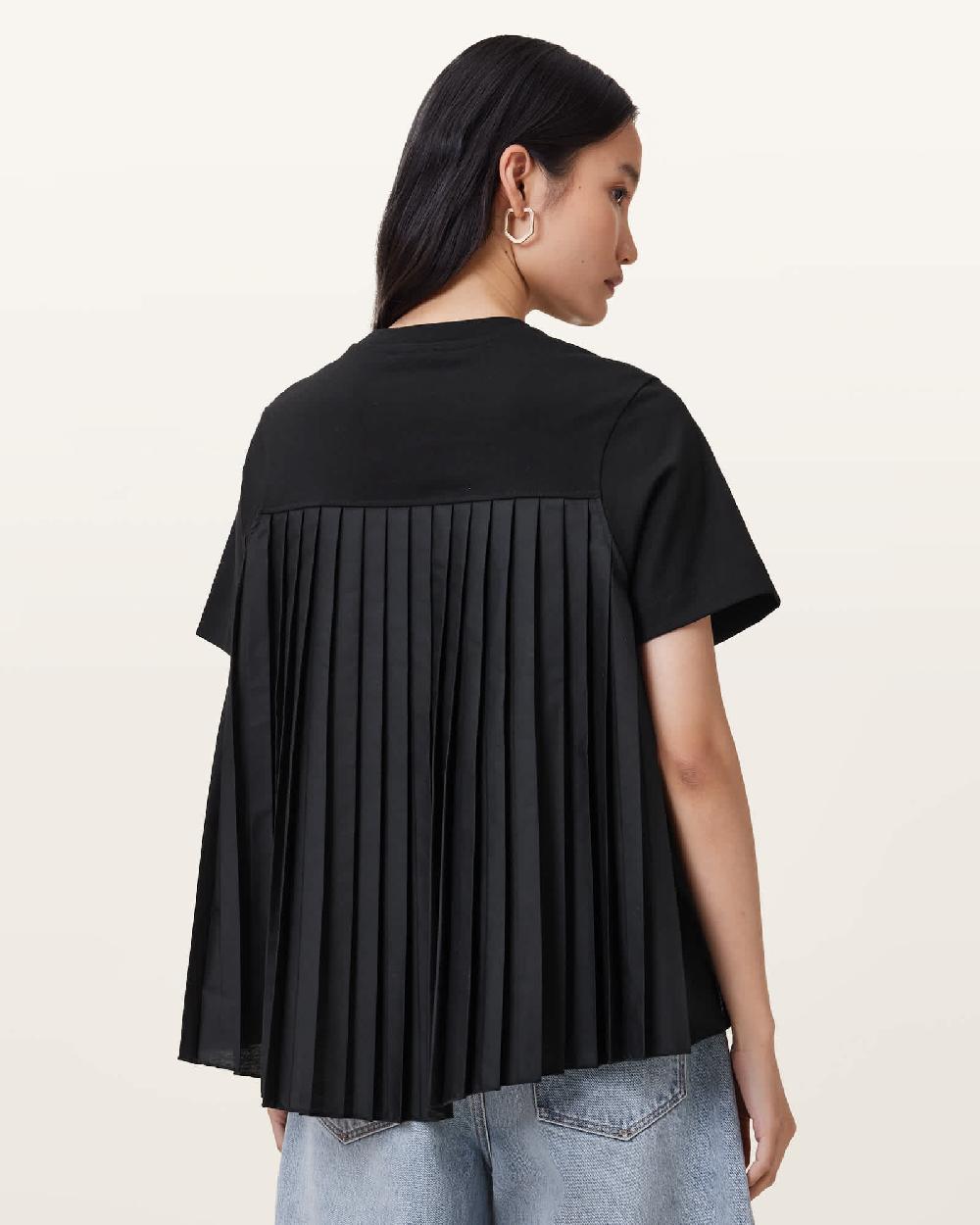 All Saints Pia Hybrid Mix T-Shirt Black