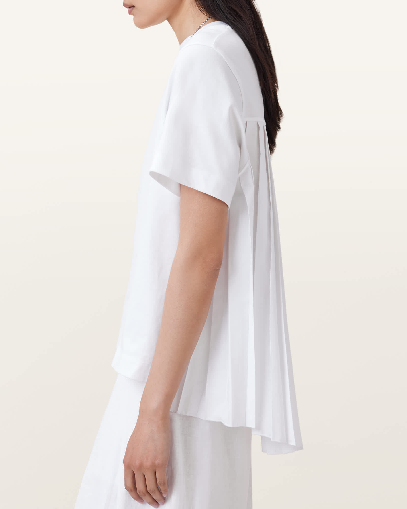 All Saints Pia Hybrid Mix T-Shirt Optic White