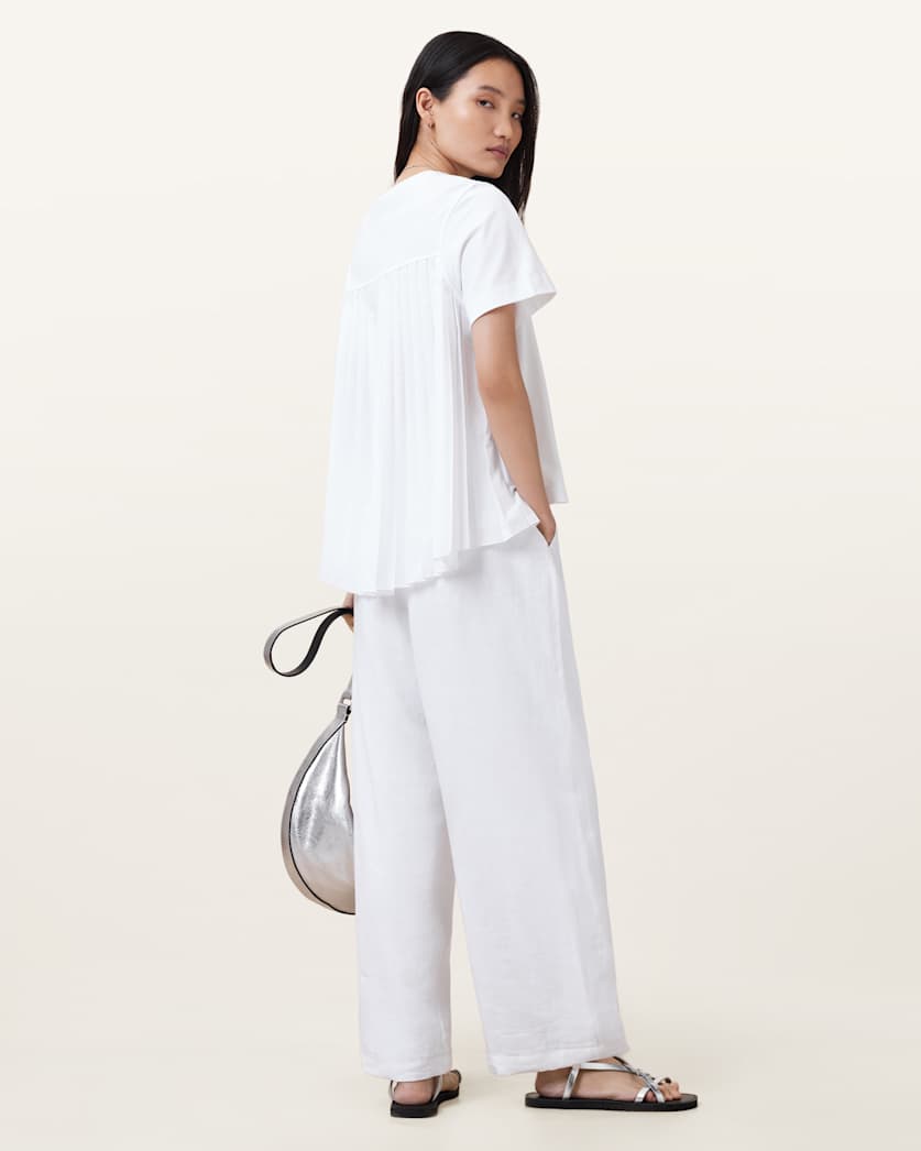 all saints Pia Hybrid Mix T-Shirt Optic White