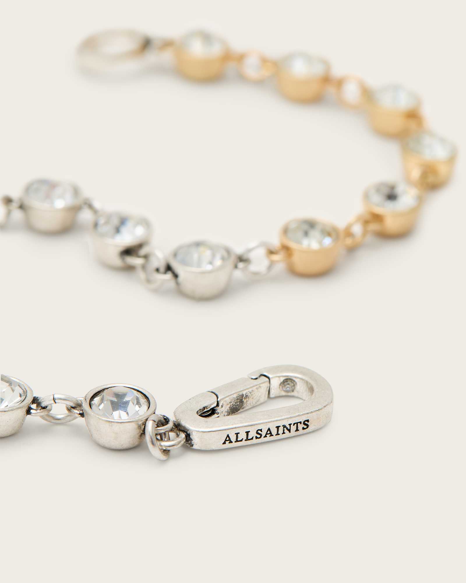 All Saints Pippa Crystal Bracelet Warm Silver Mix