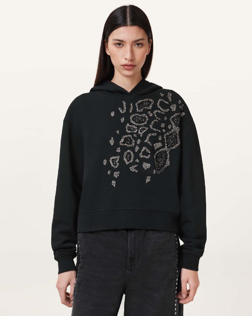 All Saints Pippa Flow Embellished Hoodie Black