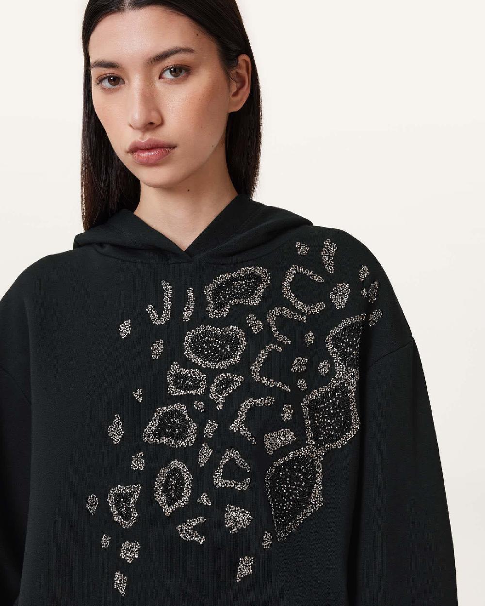 All Saints Pippa Flow Embellished Hoodie Black