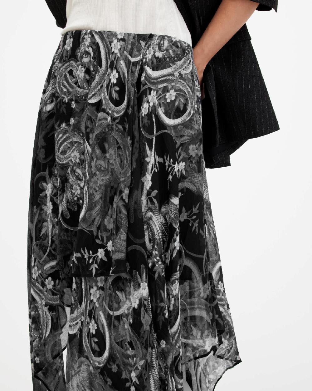 All Saints Polly Asymmetric Hem Skirt Helena Black