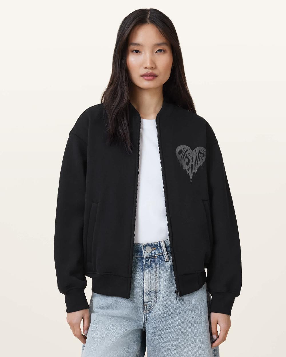All Saints Poster Belle Jersey Bomber Black