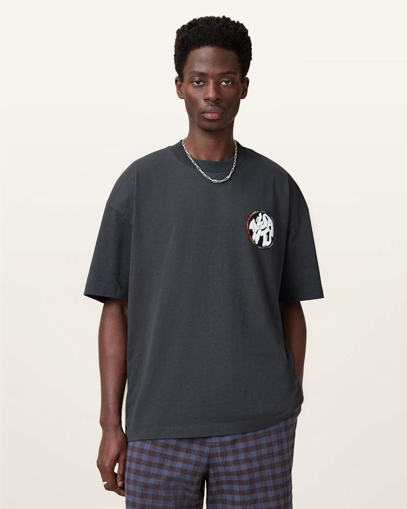 all saints Pride Distortion T-Shirt Washed Black