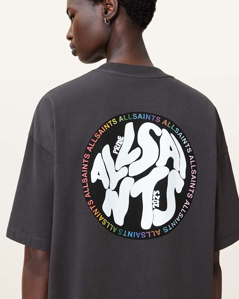 all saints Pride Distortion T-Shirt Washed Black