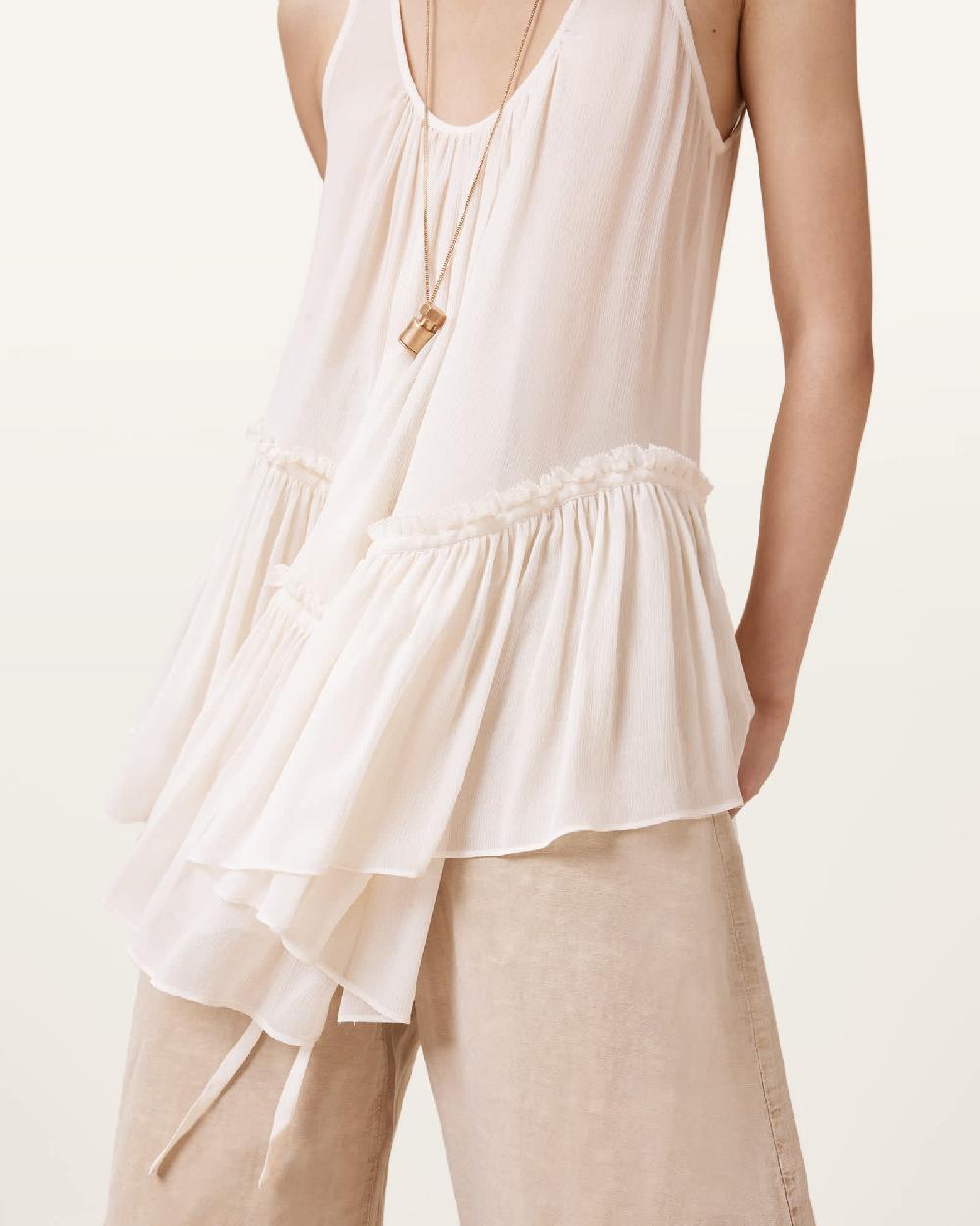 All Saints Rach Tiered Layer Top Chalk White