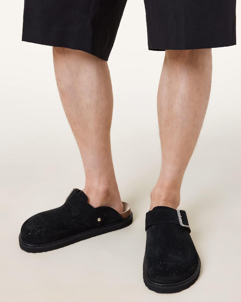 All Saints Randal Suede Mules Black