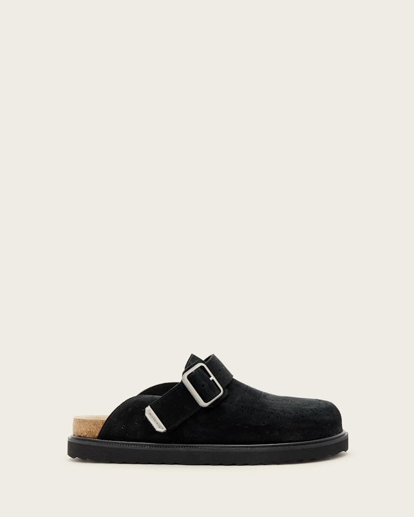 all saints Randal Suede Mules Black
