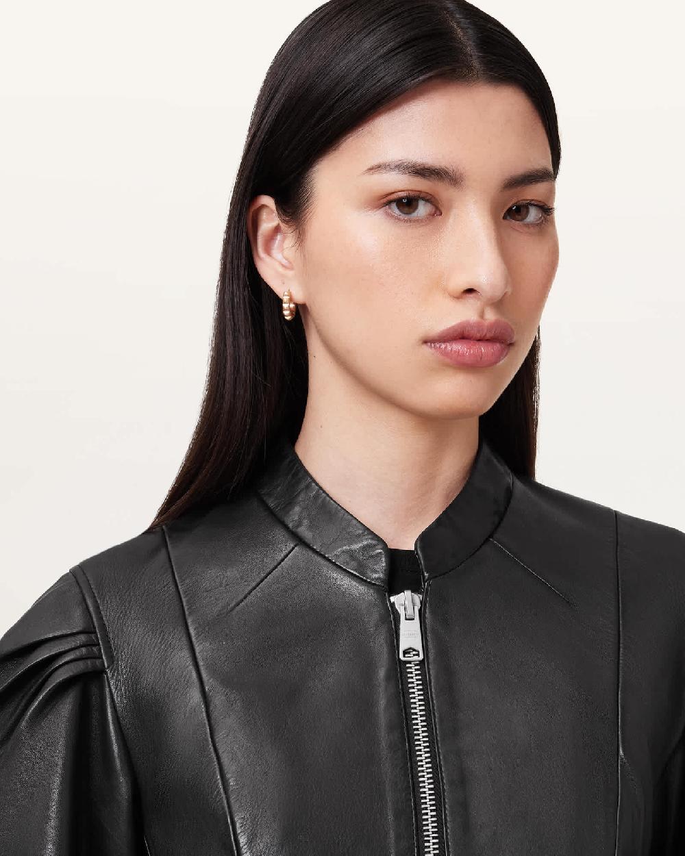 All Saints Rayna Leather Biker Jacket Black