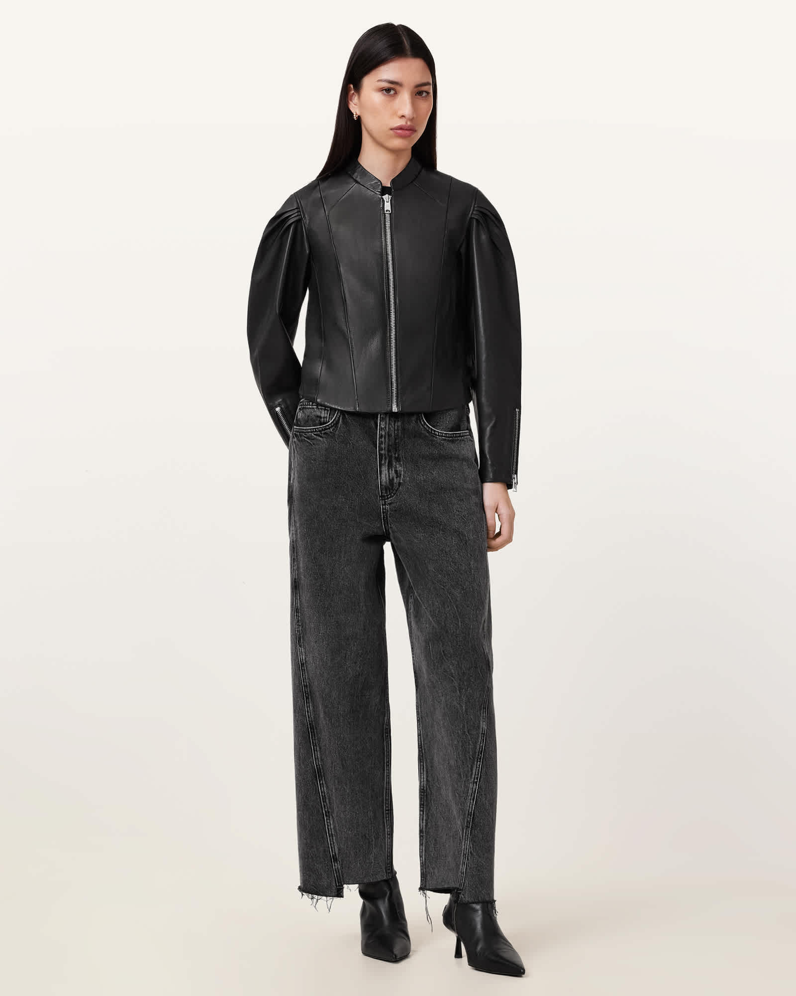 All Saints Rayna Leather Biker Jacket Black