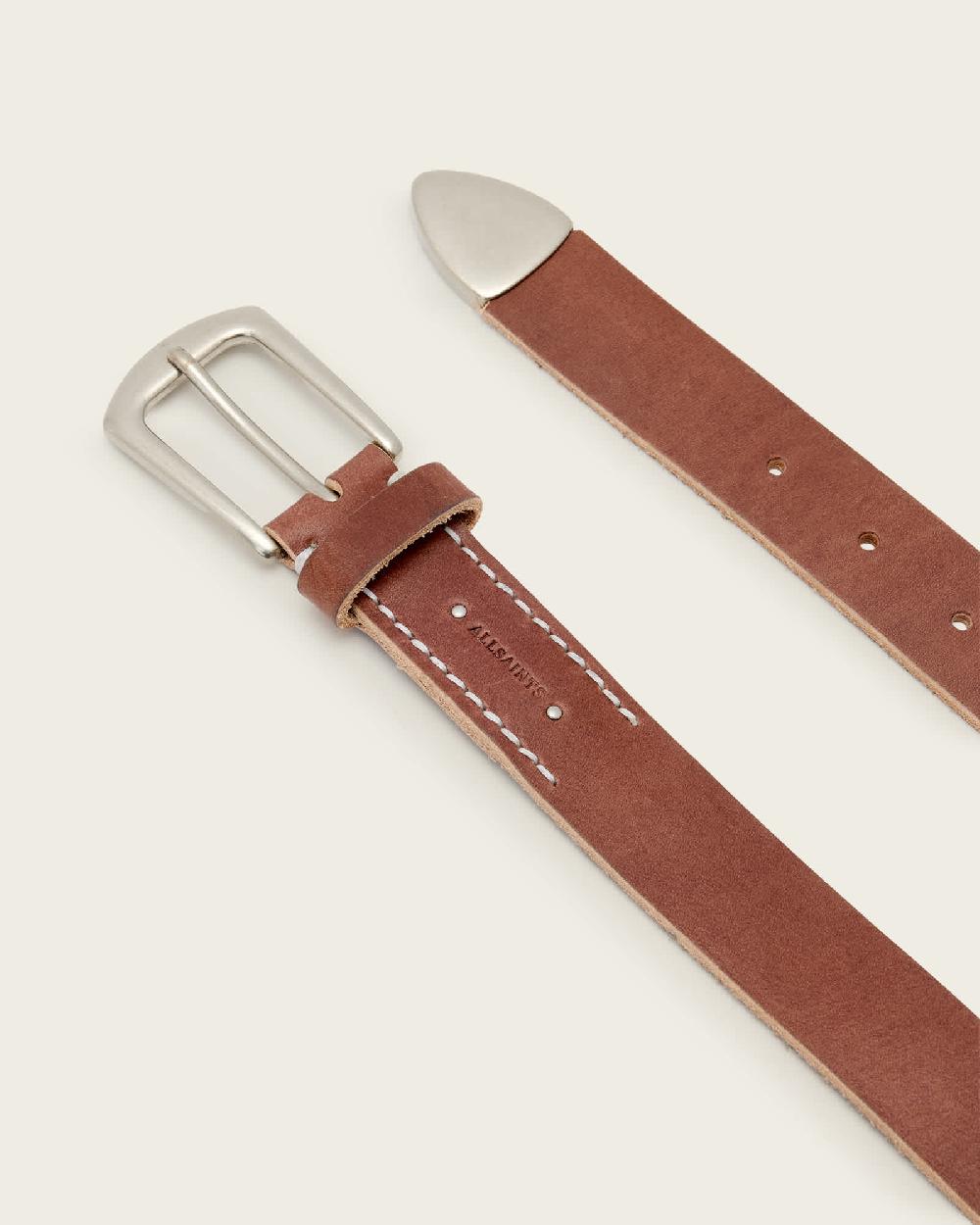 All Saints Reed Leather Belt Bitter Brown