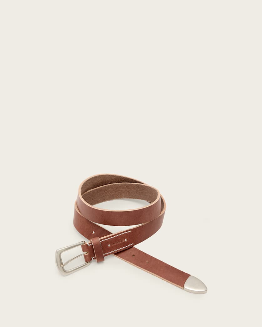 all saints Reed Leather Belt Bitter Brown
