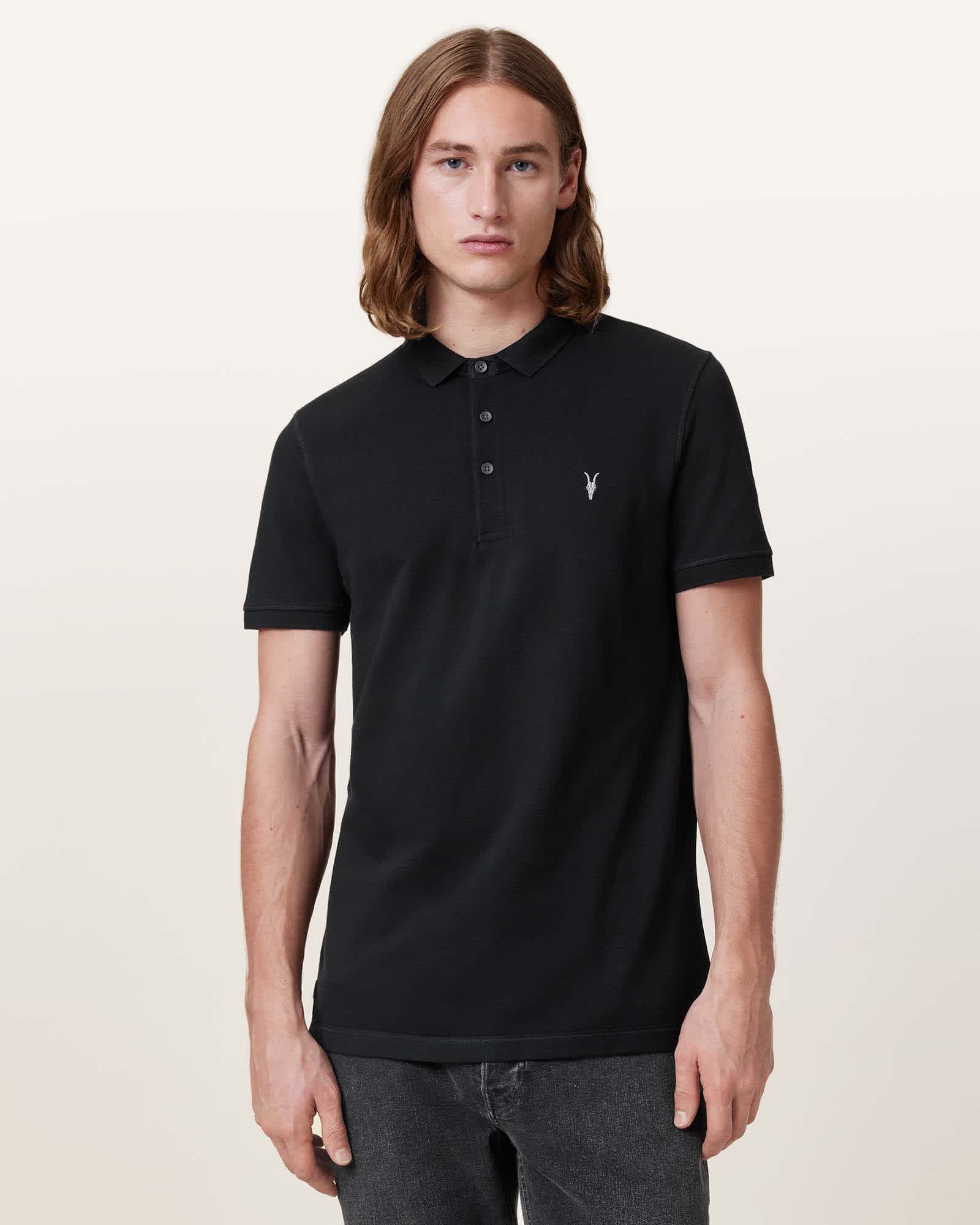 All Saints Reform Short Sleeve Polo Shirt Black