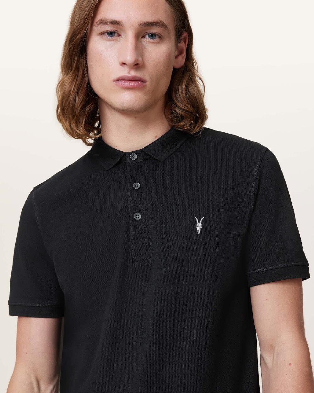 All Saints Reform Short Sleeve Polo Shirt Black