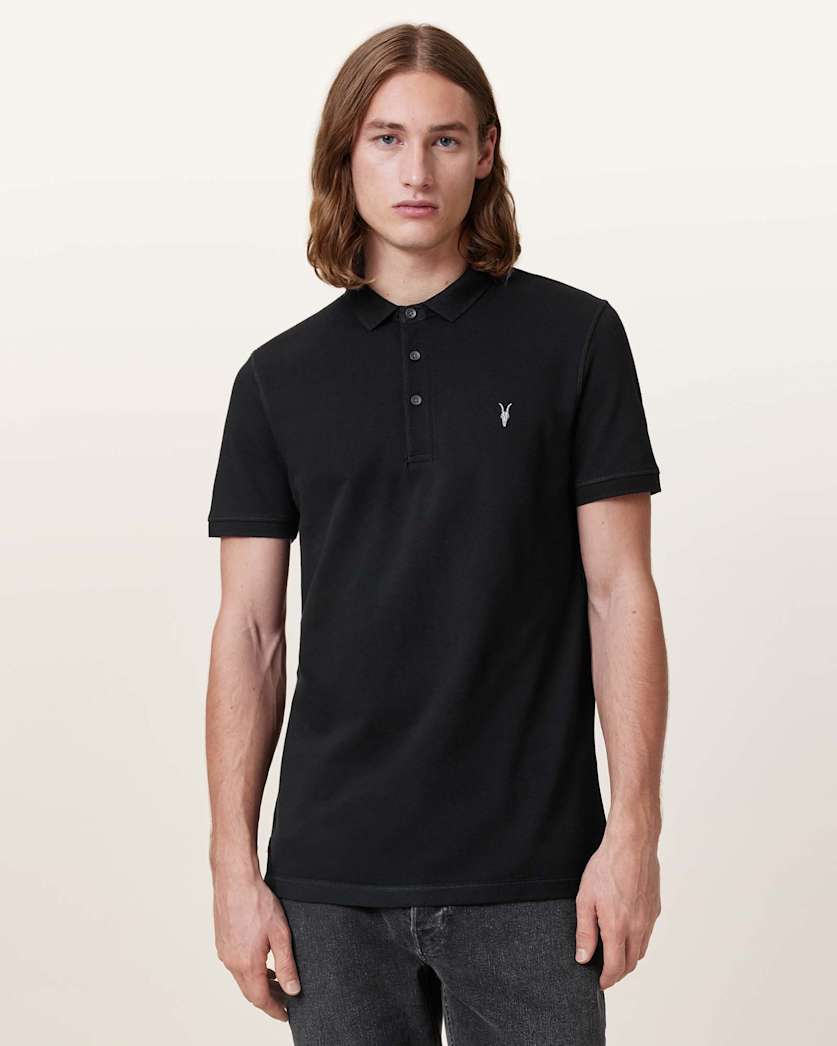 all saints Reform Short Sleeve Polo Shirt Black