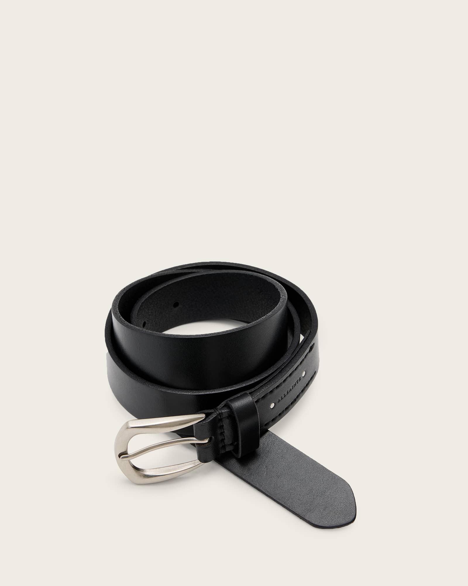 All Saints Reid Leather Belt Black