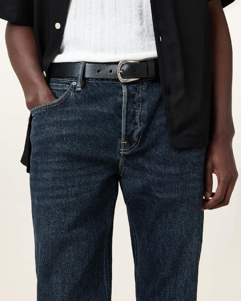 All Saints Reid Leather Belt Black