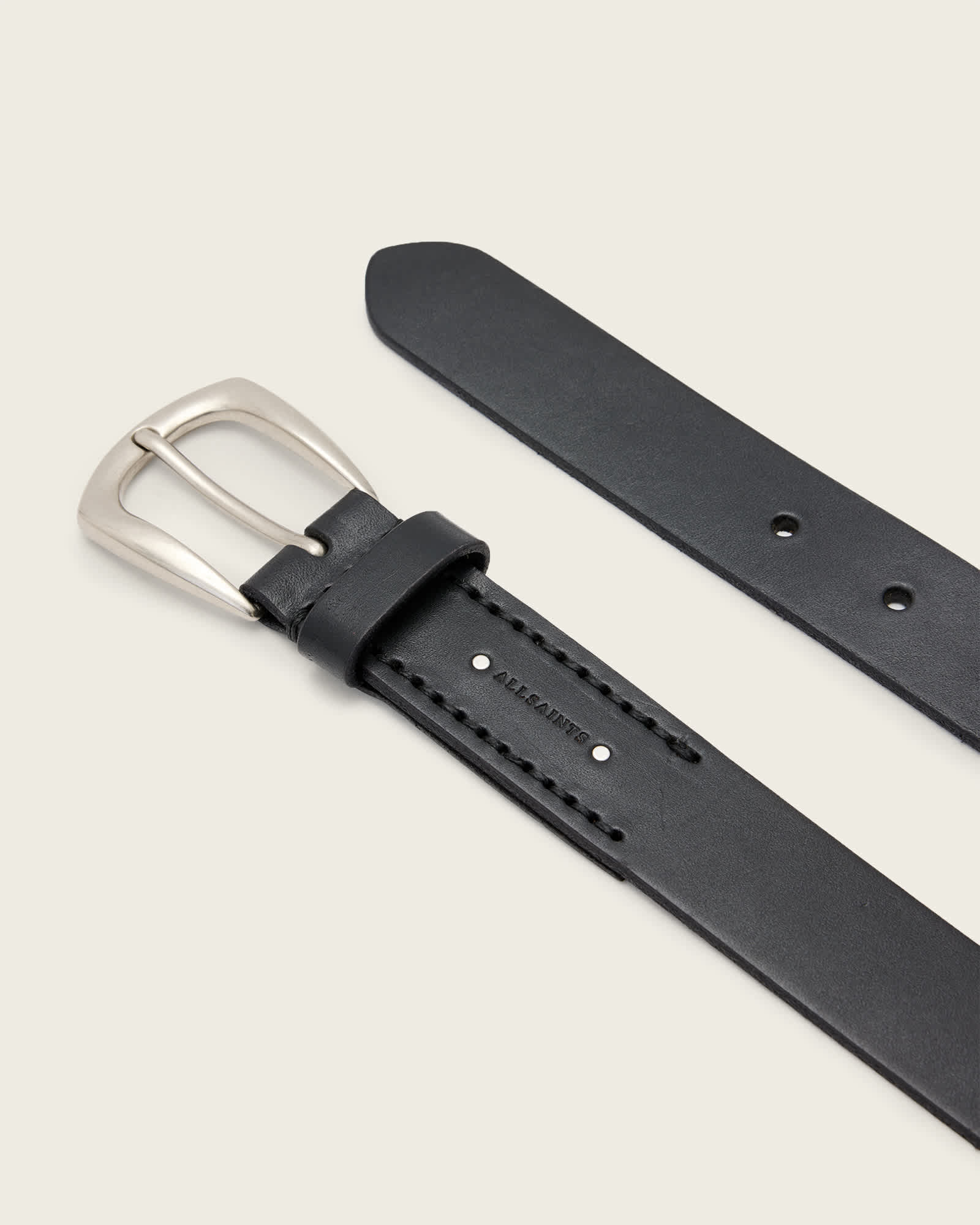 All Saints Reid Leather Belt Black