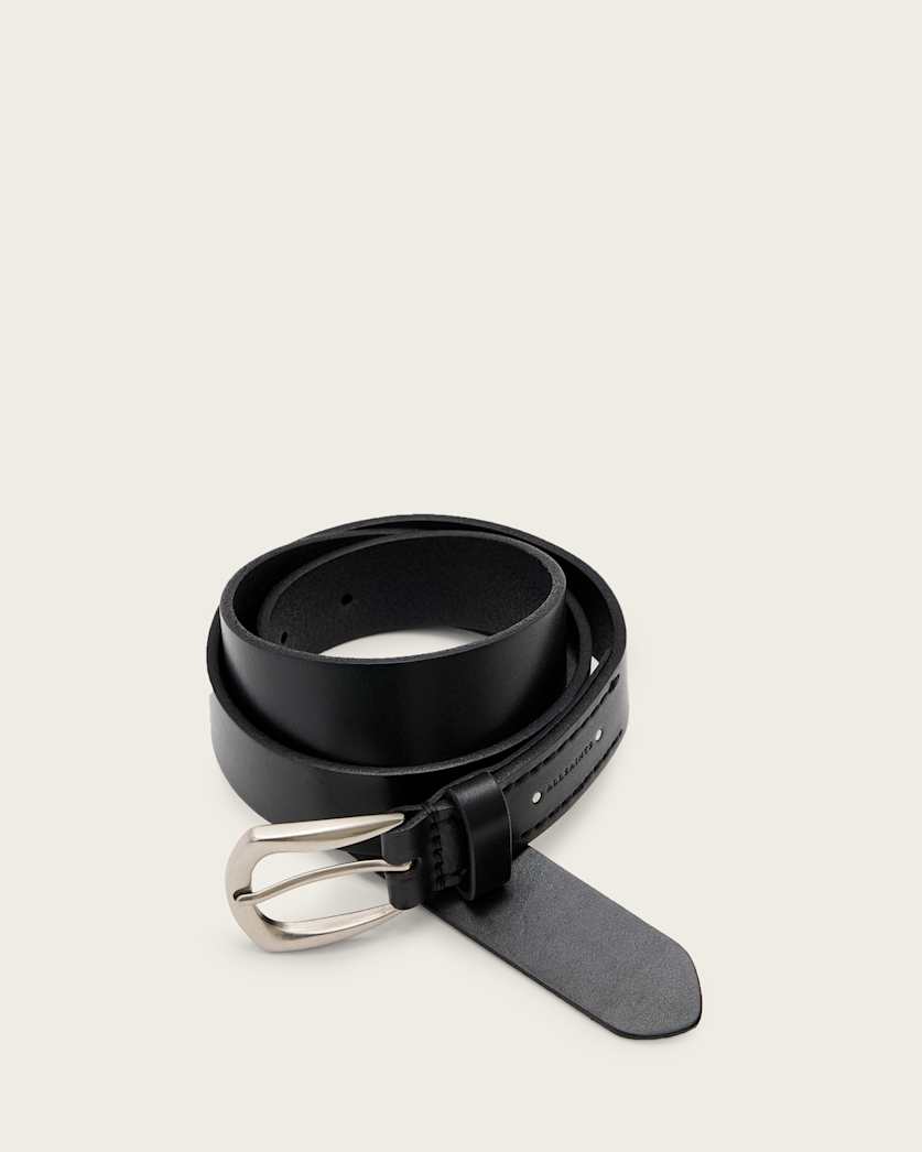 all saints Reid Leather Belt Black