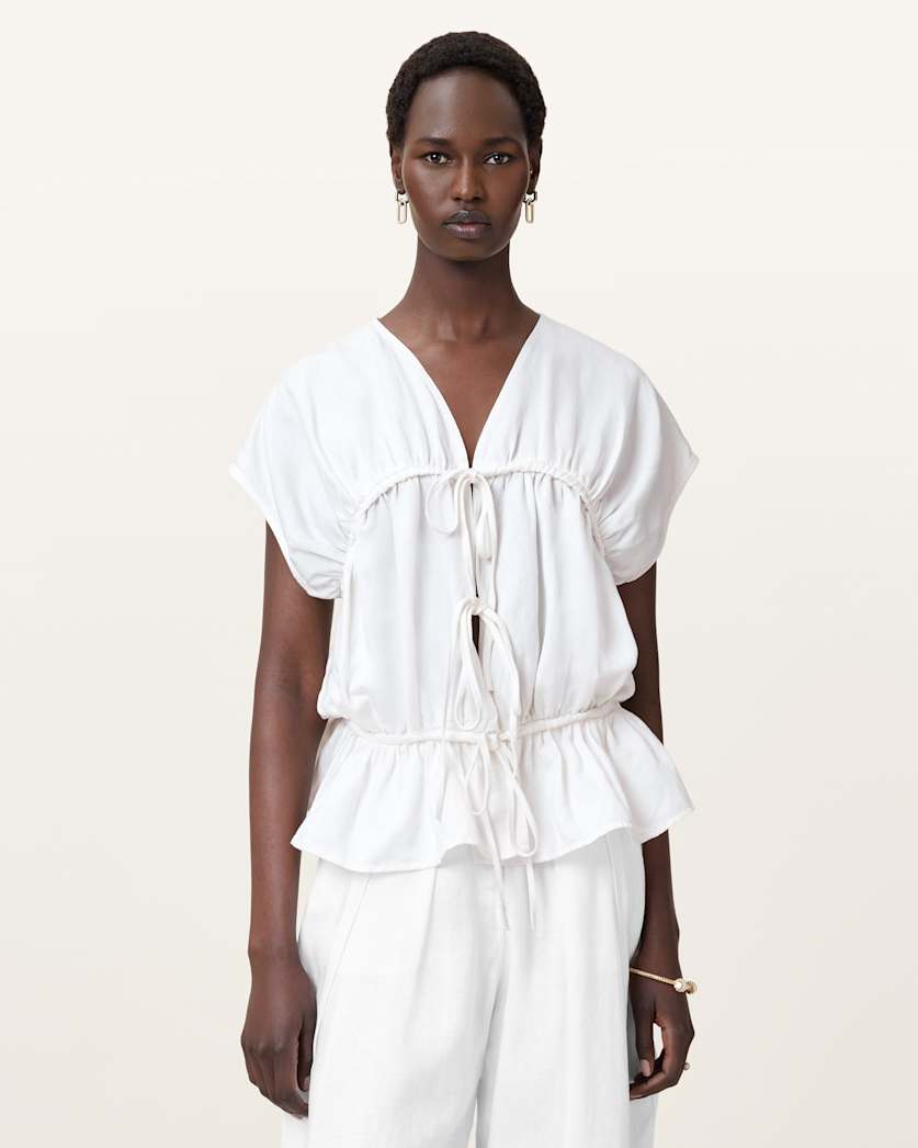 all saints Remy Gathered Top White