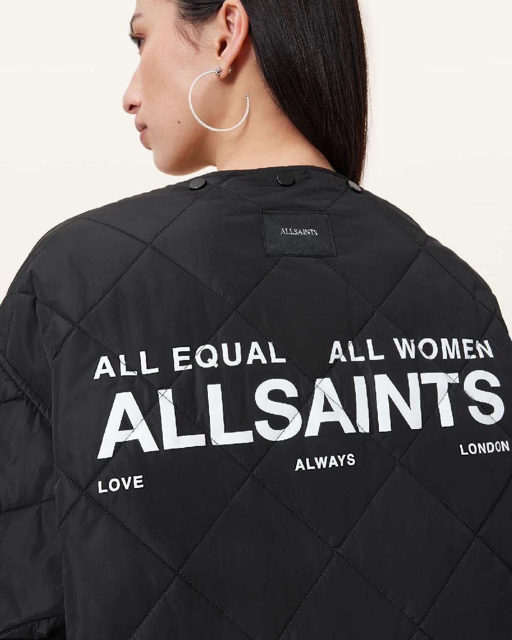All Saints Rina Quilted Liner Coat Black