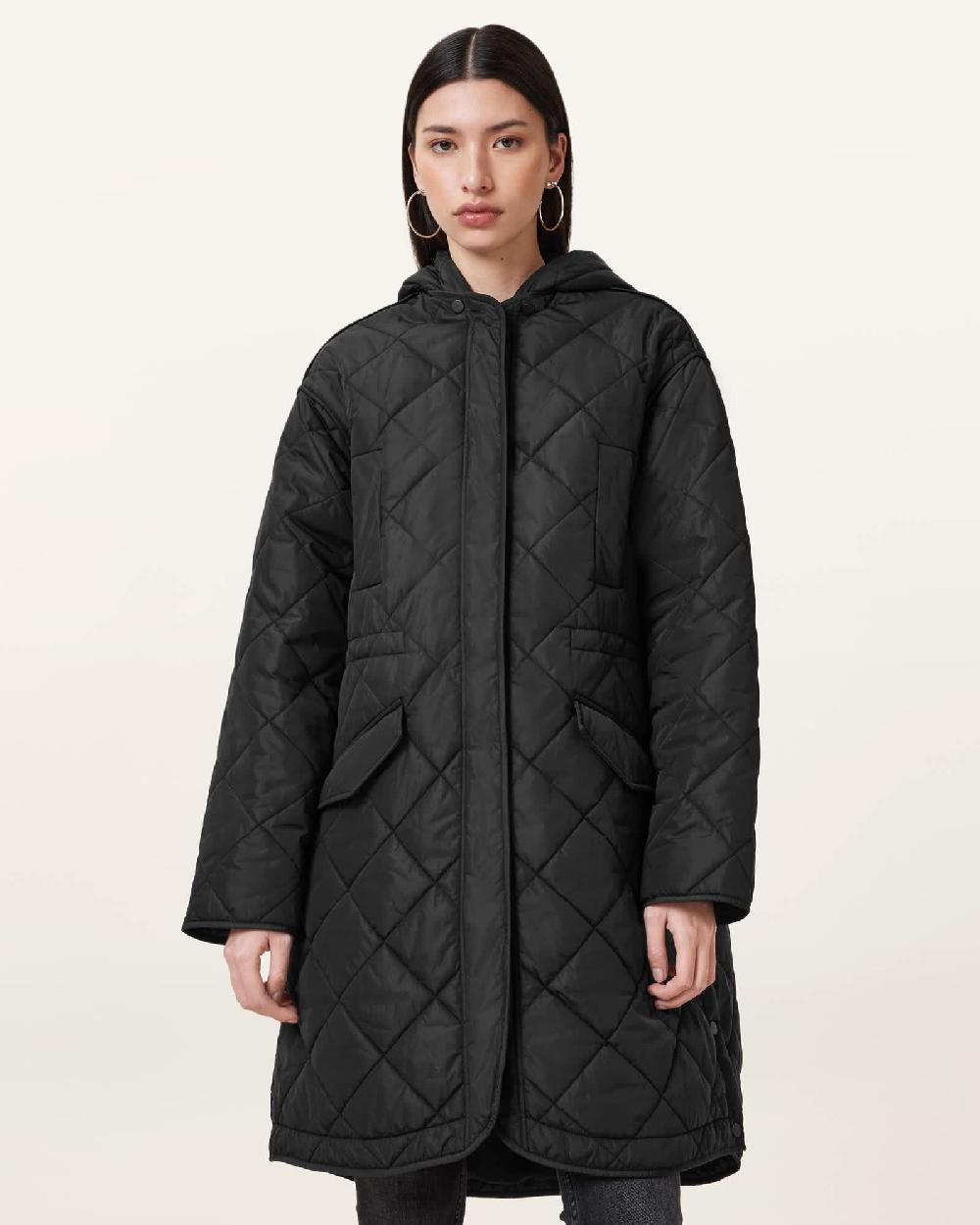 All Saints Rina Quilted Liner Coat Black