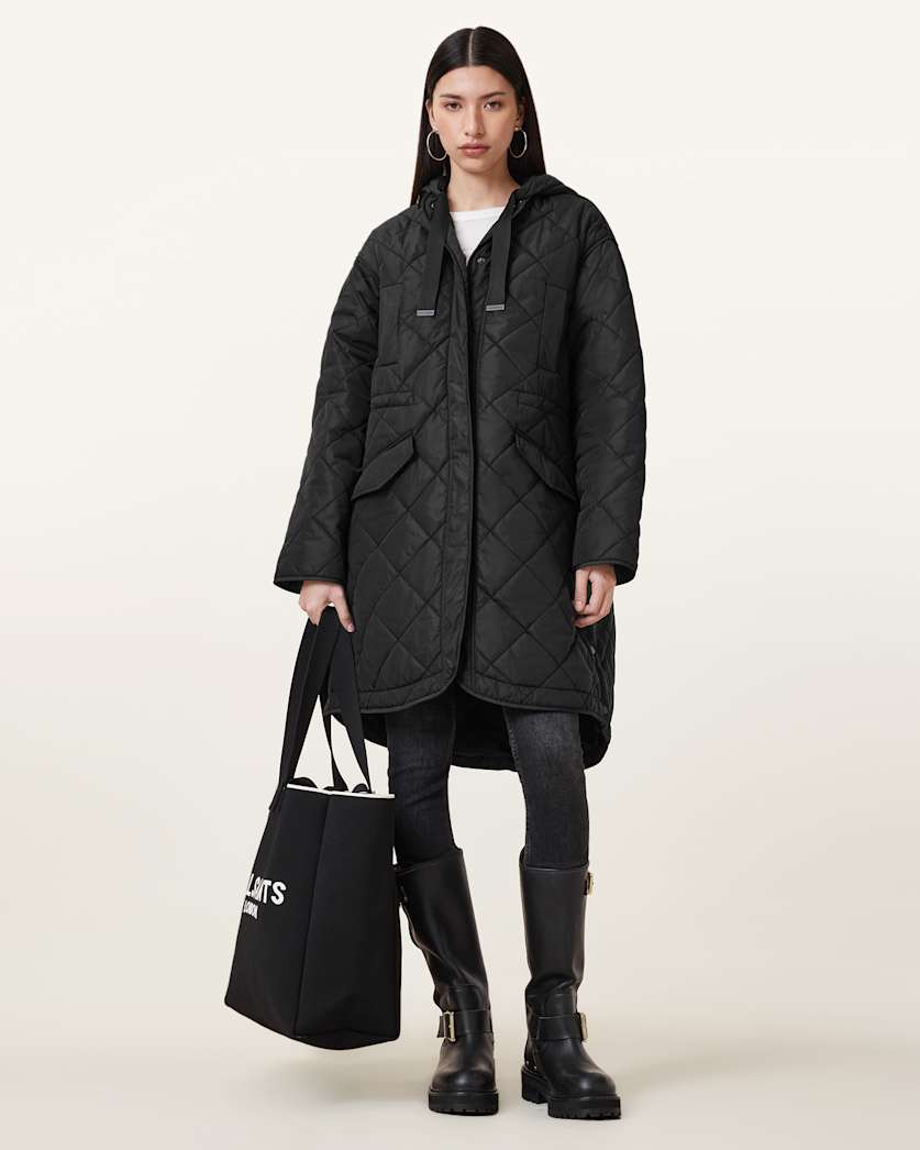 all saints Rina Quilted Liner Coat Black