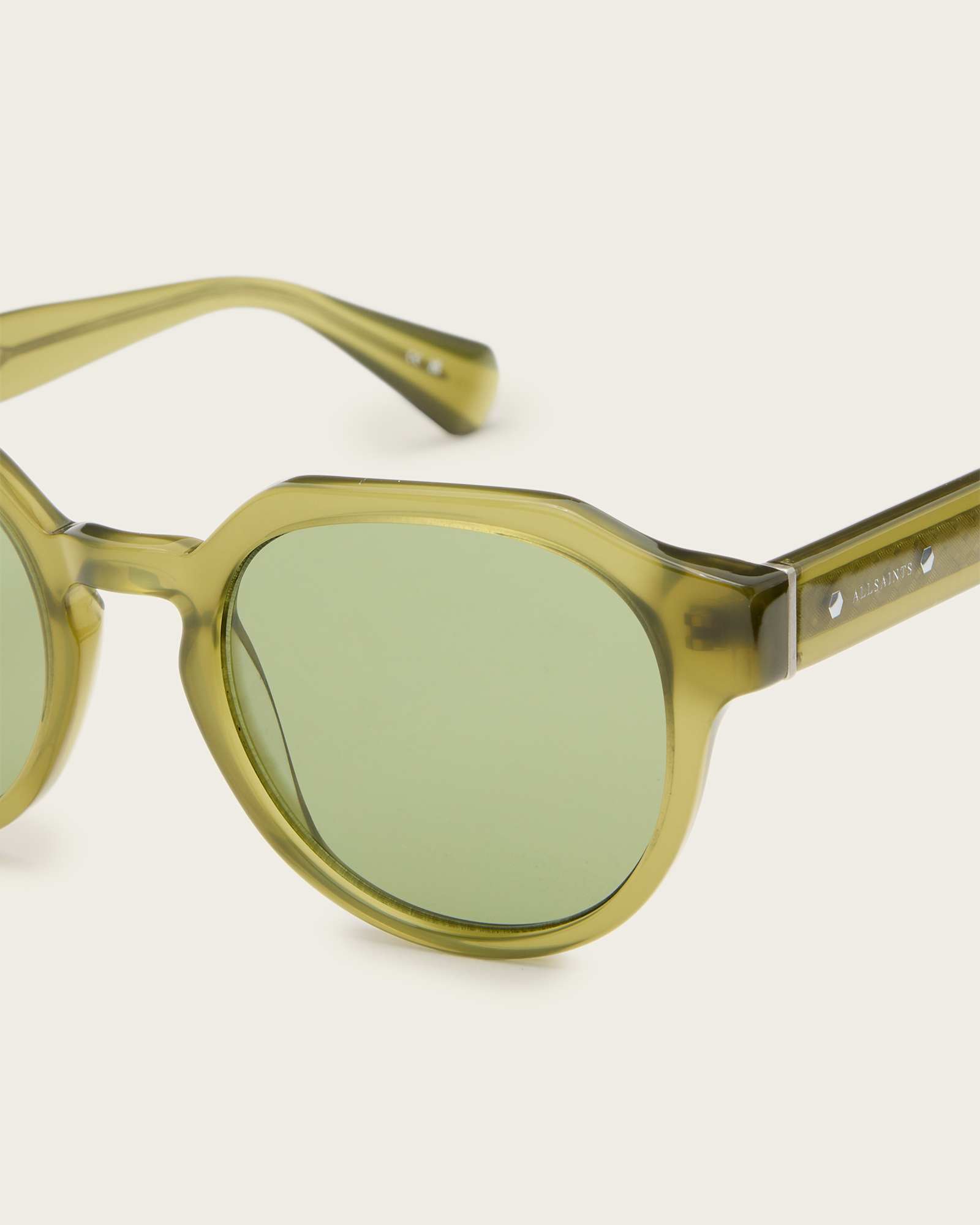 All Saints Roman Round Sunglasses Crystal Green