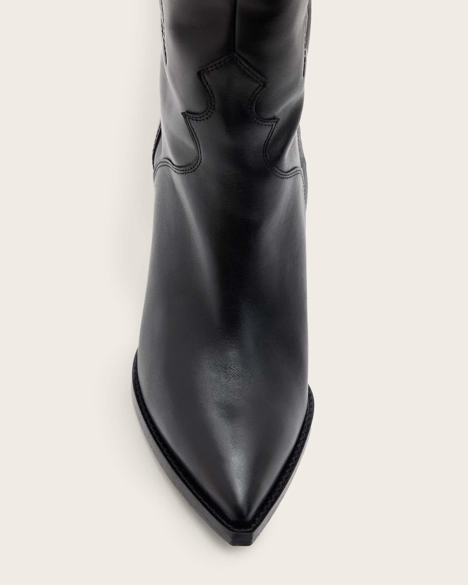 All Saints Roxanne Knee High Leather Boots Black