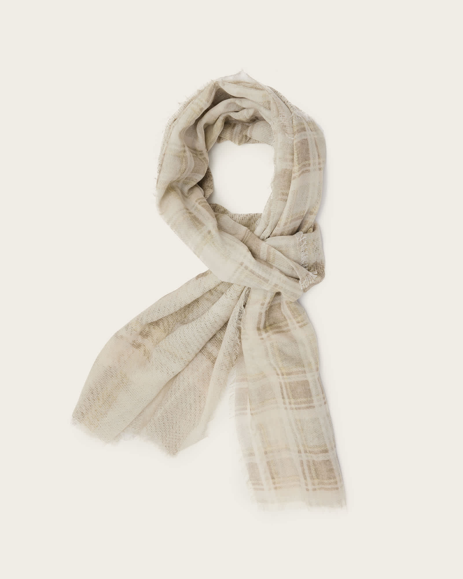 All Saints Rumi Checked Scarf CHALK DENIM