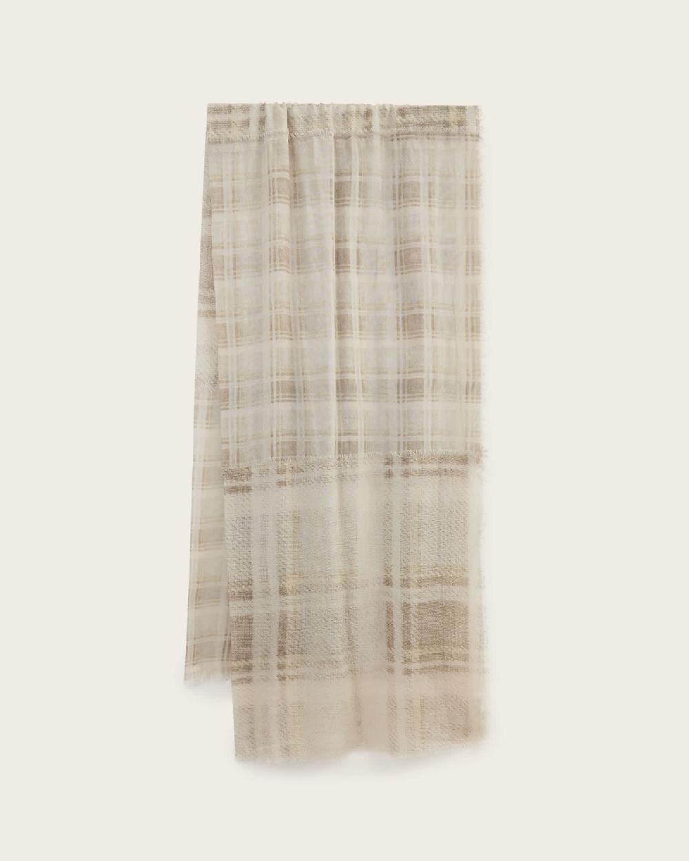 All Saints Rumi Checked Scarf CHALK DENIM
