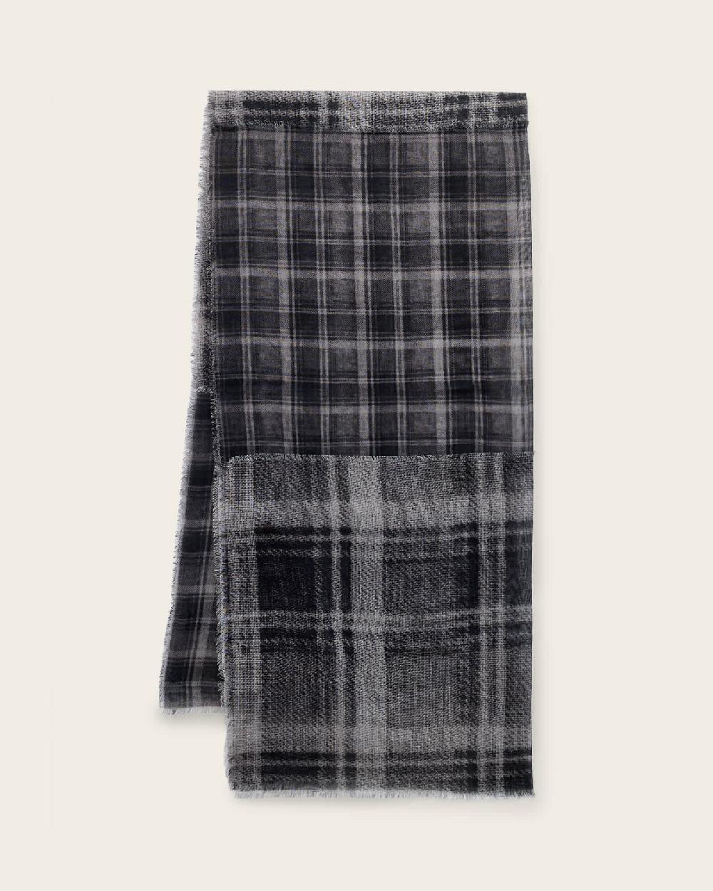 All Saints Rumi Checked Scarf GREY DENIM