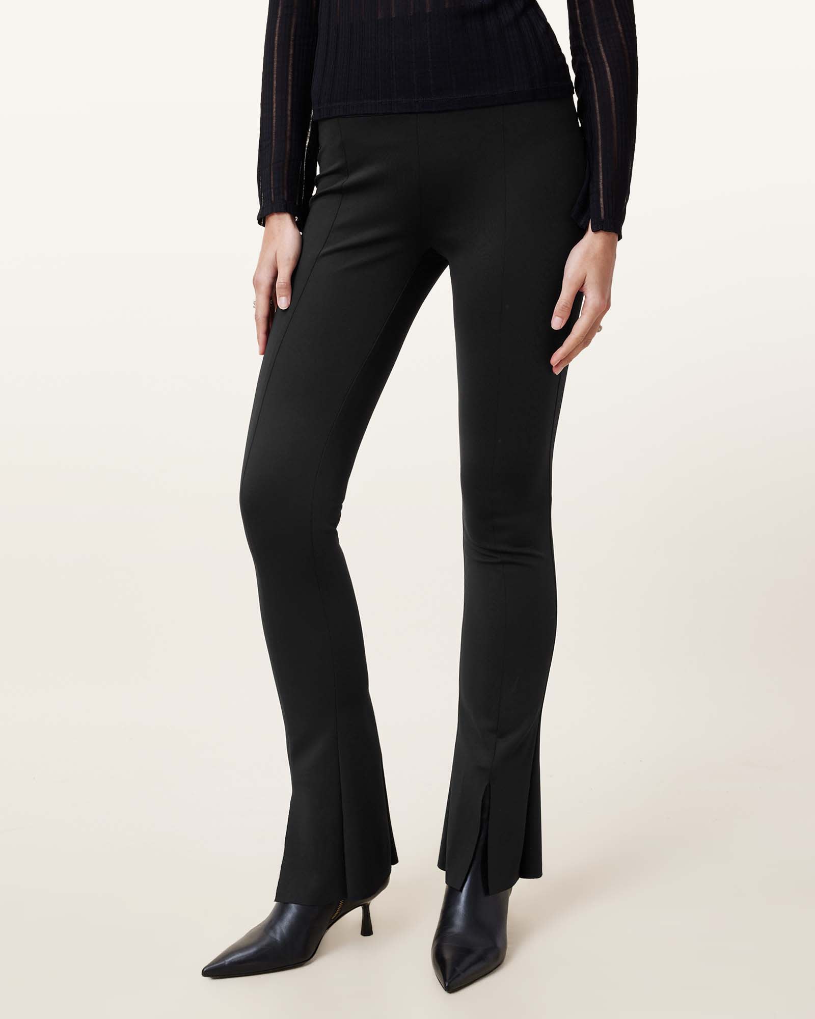 All Saints Ryla Flared Hem Slim Fit Pants Black