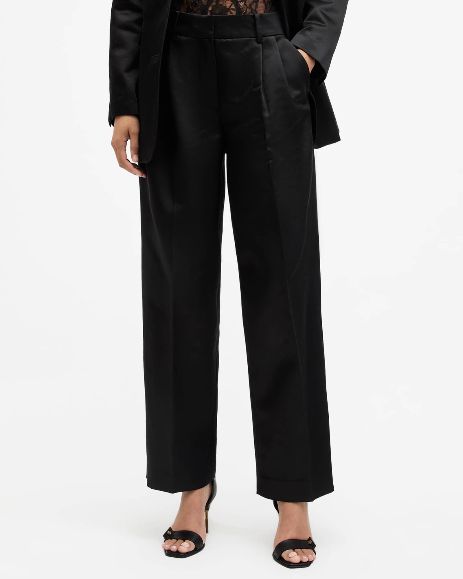 All Saints Sae Wide Leg Relaxed Fit Pants Black