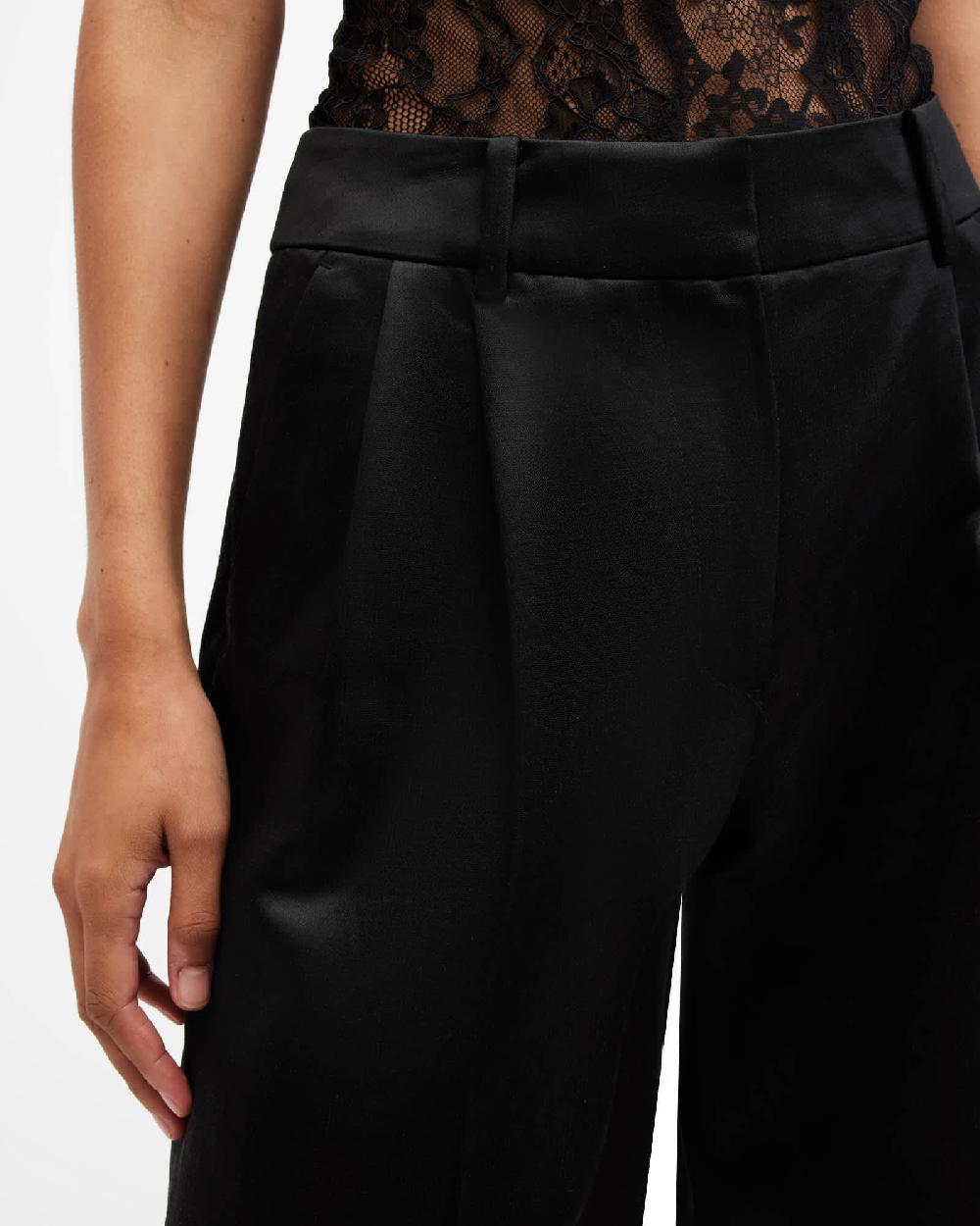 All Saints Sae Wide Leg Relaxed Fit Pants Black