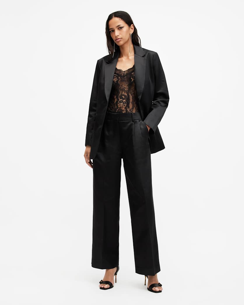 all saints Sae Wide Leg Relaxed Fit Pants Black