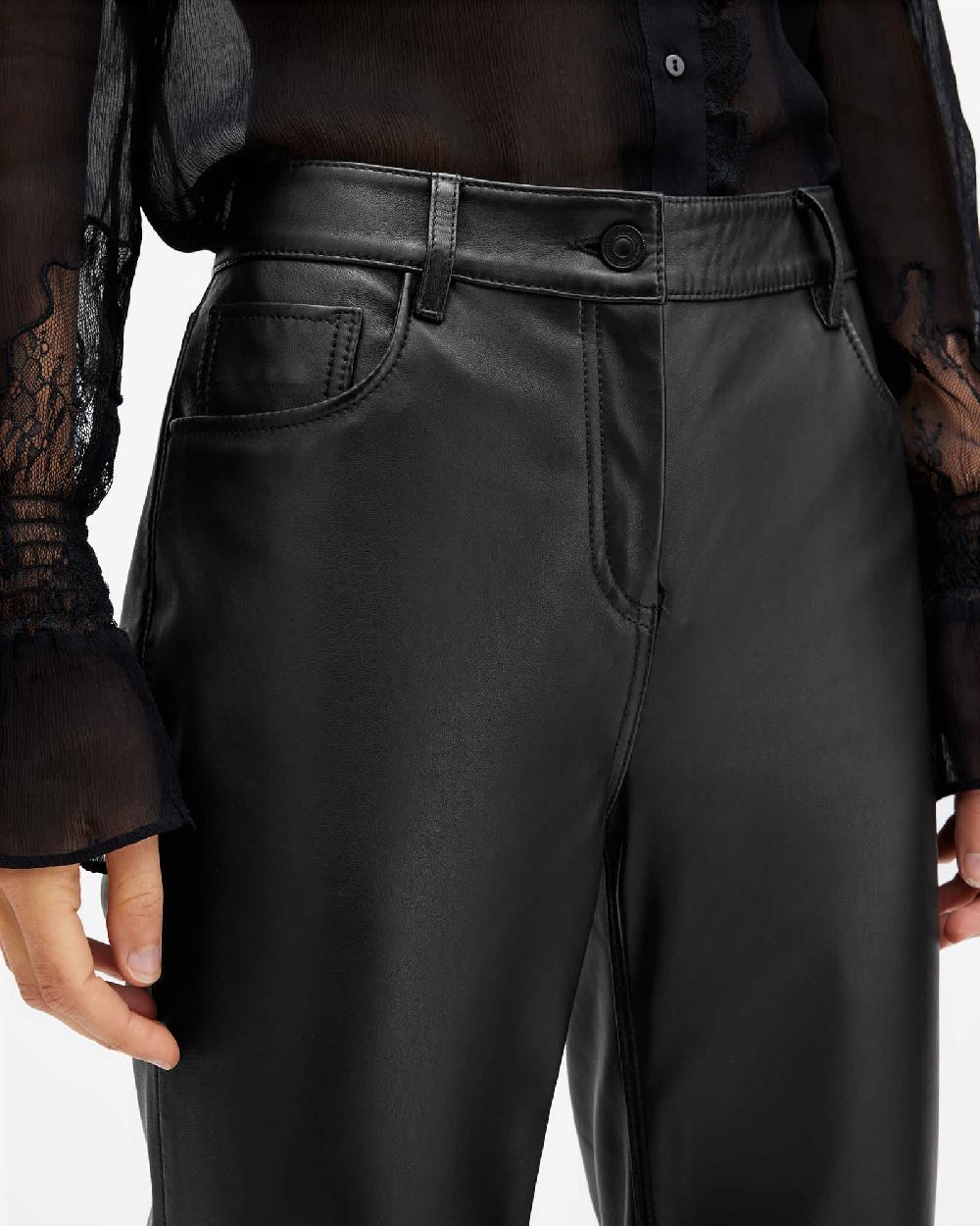 All Saints Saige Straight Fit Leather Pants Black