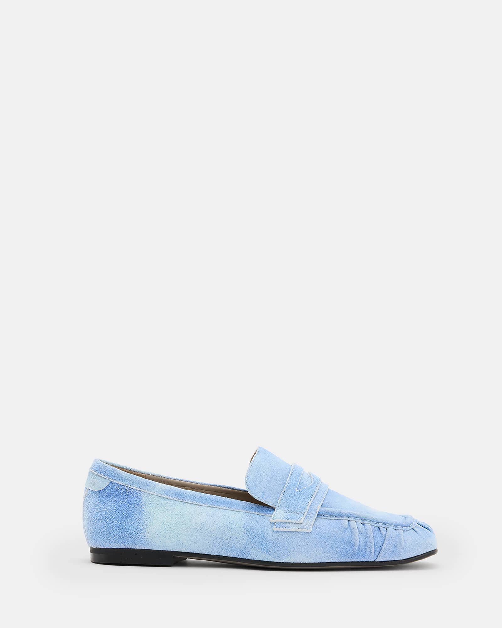 All Saints Sapphire Suede Loafer Shoes Denim Blue