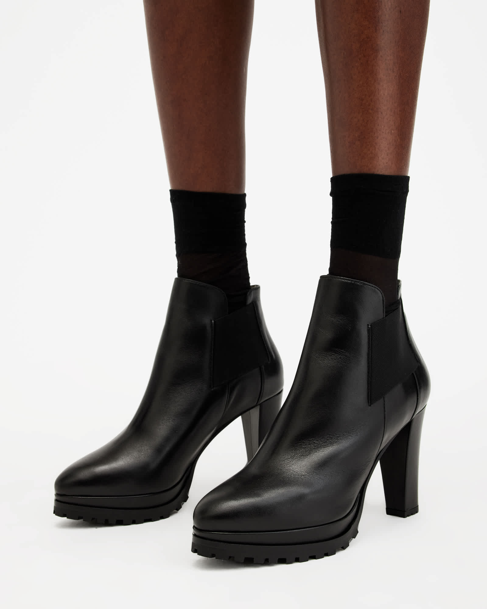All Saints Sarris Leather Boots Black