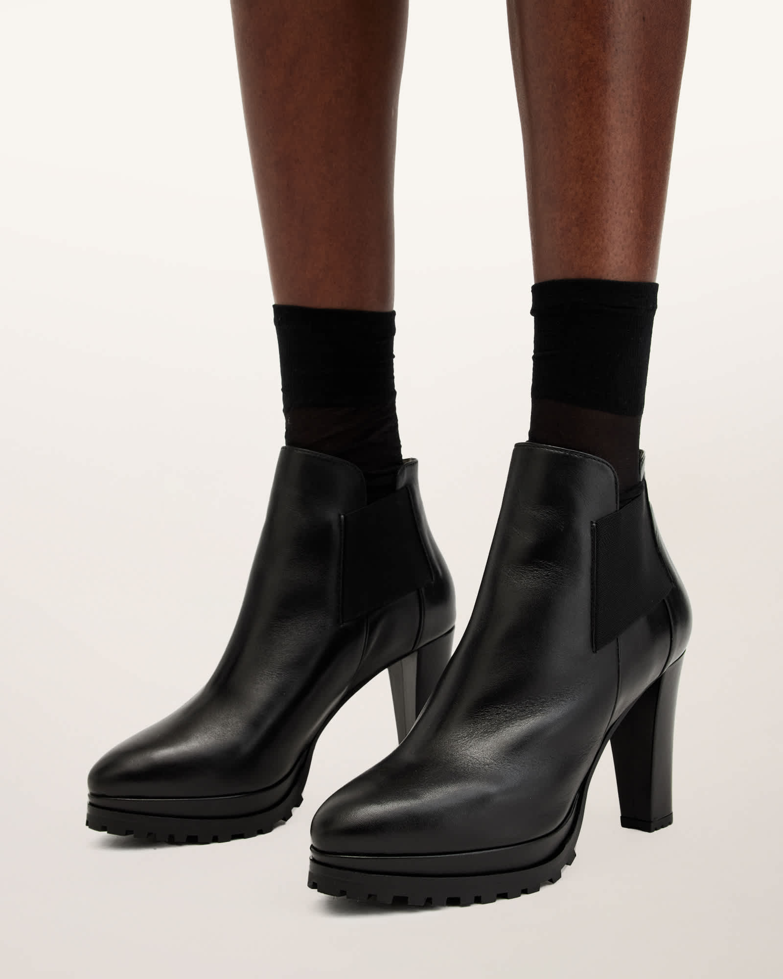 All Saints Sarris Patent Leather Boots Black