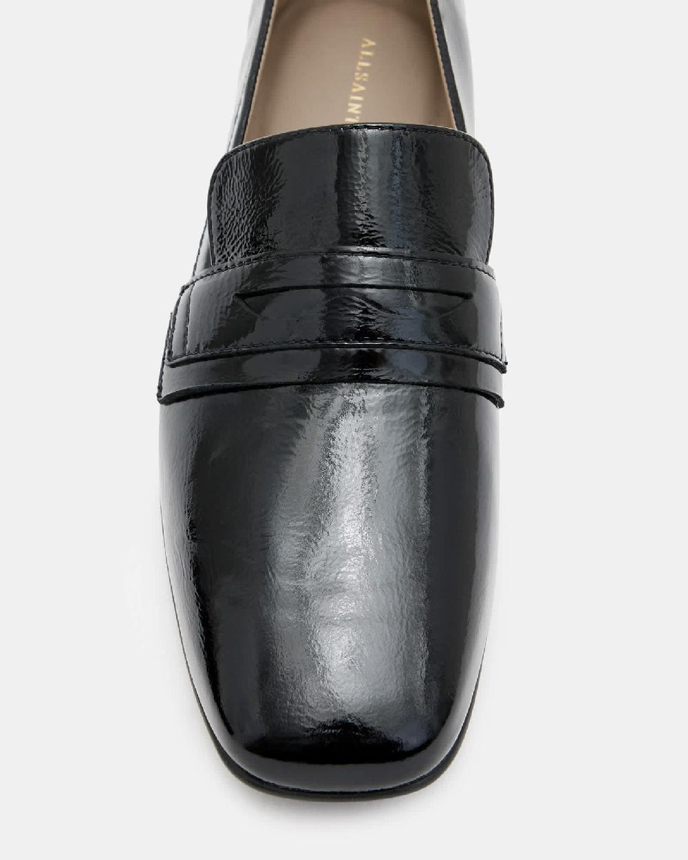 All Saints Sasha Patent Leather Loafers Black