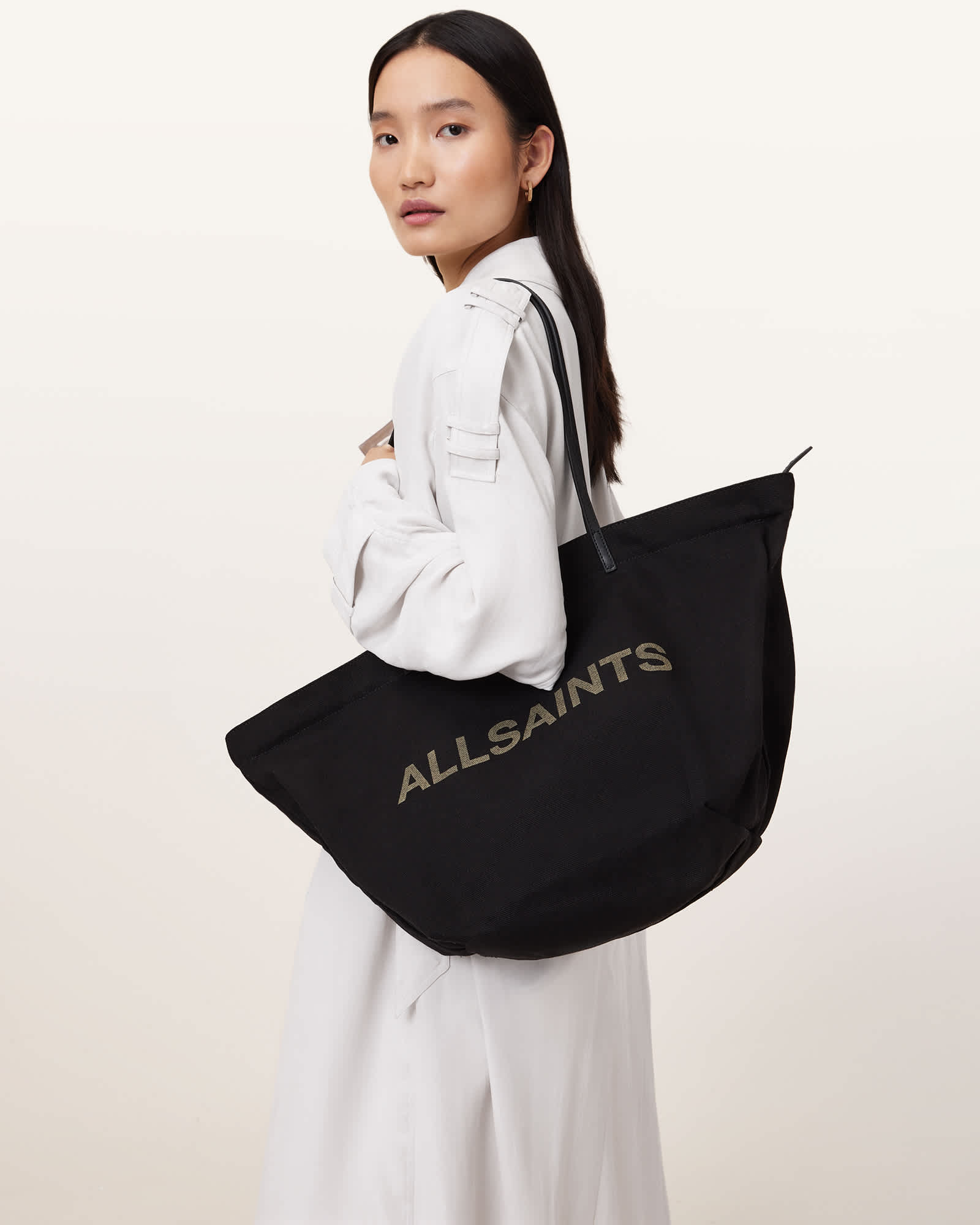 All Saints Serafina Canvas Tote Bag Black
