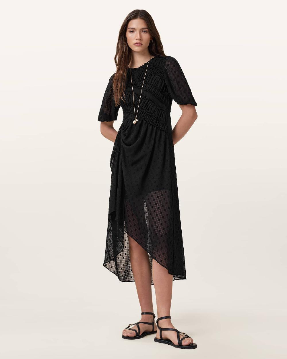 All Saints Serene Midi Dress Black