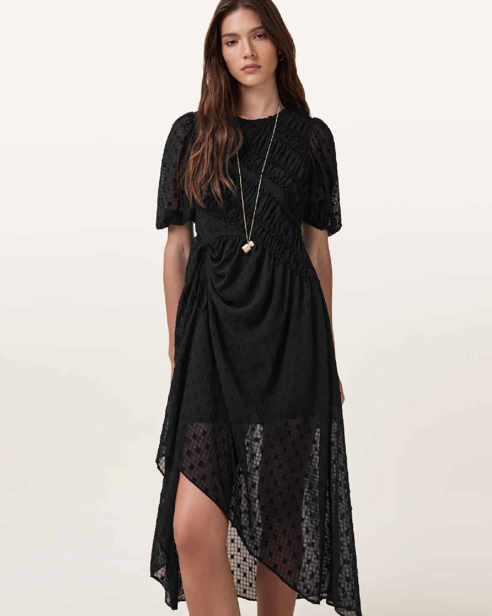 All Saints Serene Midi Dress Black