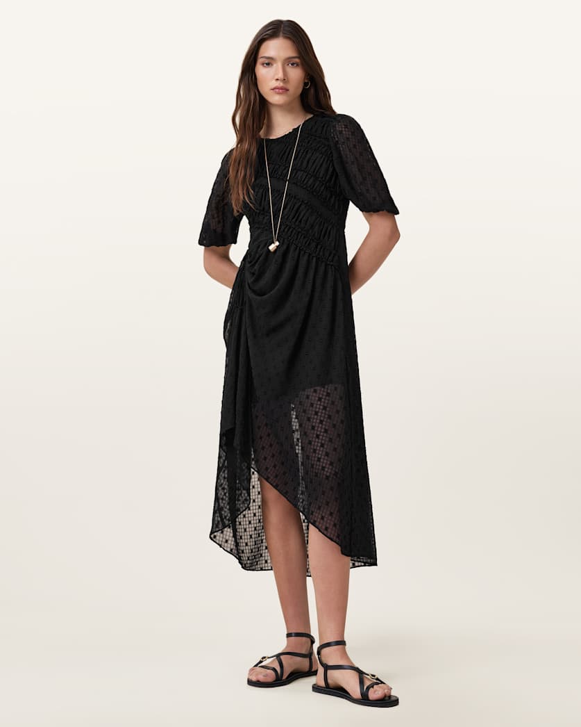 all saints Serene Midi Dress Black