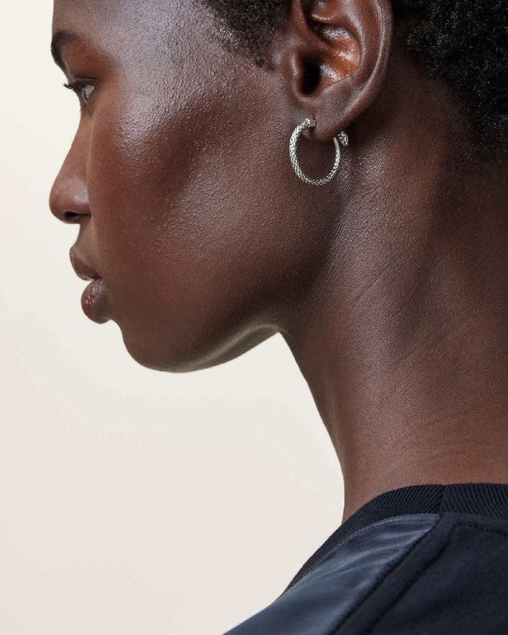 All Saints Serpent Small Hoop Earrings Warm Silver