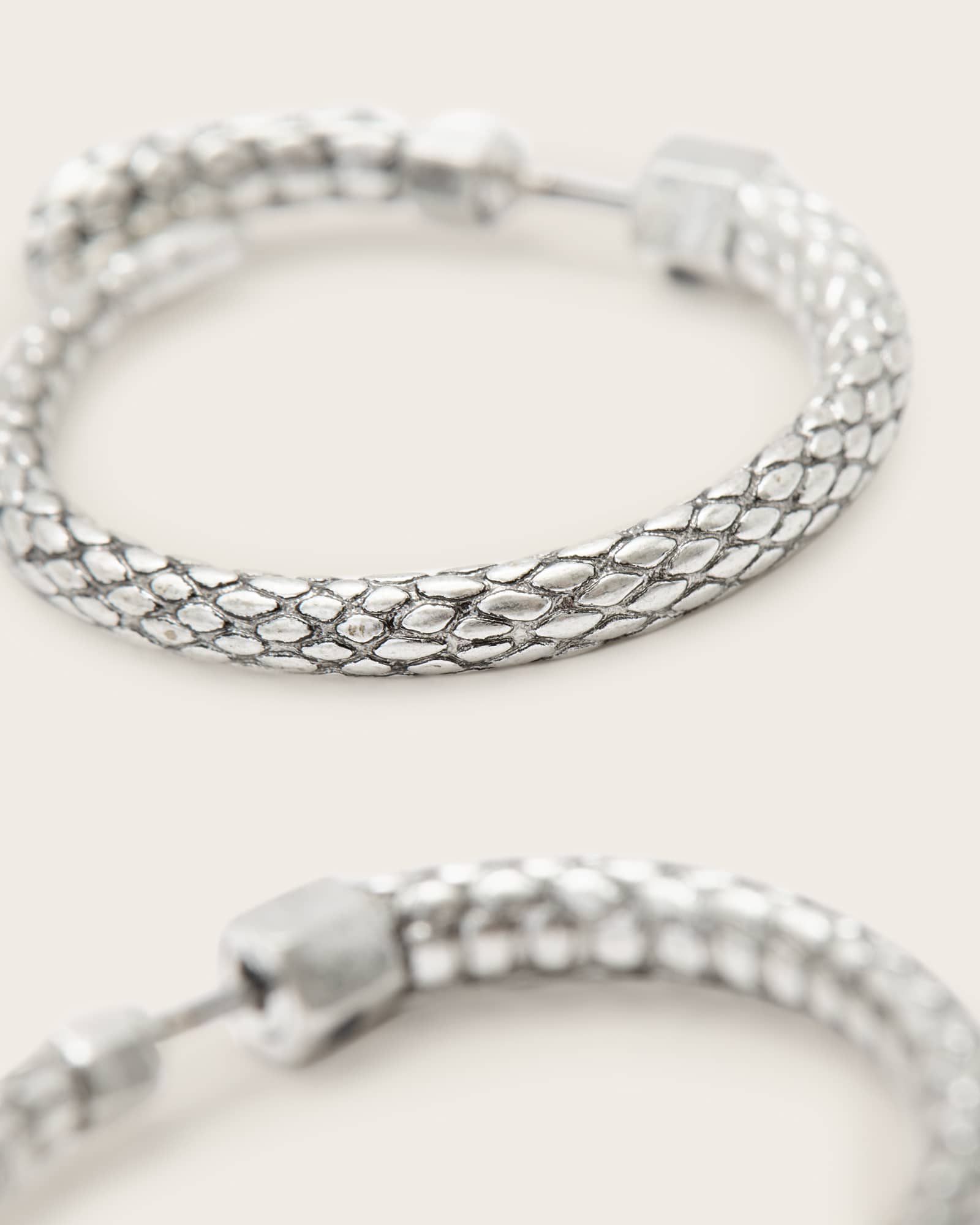 All Saints Serpent Small Hoop Earrings Warm Silver